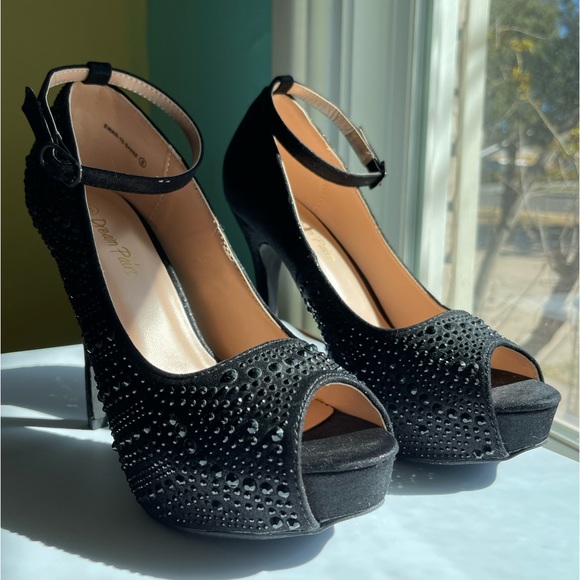 DREAM PAIRS Jeweled and Strapped Peep Toe Stiletto - Picture 2 of 7